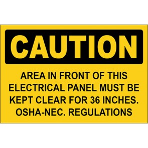 Aufkleber Area In Front Of This Electrical Panel Must Be Kept Clear For 36 Inches. Osha-Nec. Regulations · Caution | stark haftend