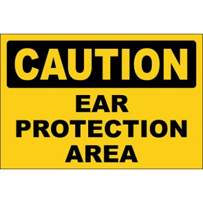Aufkleber Ear Protection Area · Caution | stark haftend