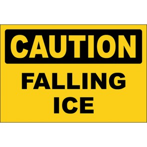 Hinweisschild Falling Ice · Caution
