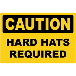 Hinweisschild Hard Hats Required · Caution