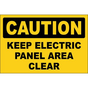 Hinweisschild Keep Electric Panel Area Clear · Caution · OSHA Arbeitsschutz