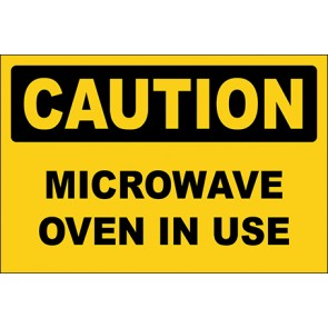 Aufkleber Microwave Oven In Use · Caution · OSHA Arbeitsschutz