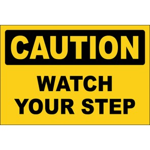 Hinweisschild Watch Your Step · Caution | selbstklebend
