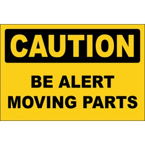 Aufkleber Be Alert Moving Parts · Caution | stark haftend