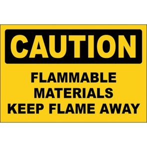 Aufkleber Flammable Materials Keep Flame Away · Caution | stark haftend