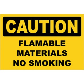 Hinweisschild Flamable Materials No Smoking · Caution | selbstklebend