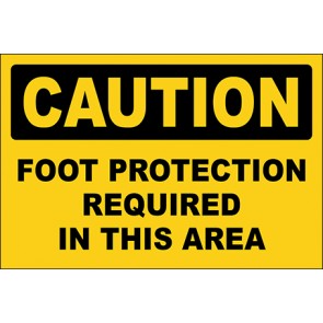 Hinweisschild Foot Protection Required In This Area · Caution · OSHA Arbeitsschutz