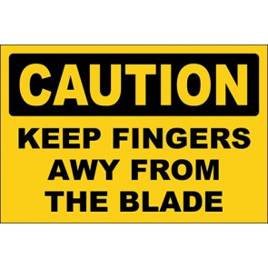 Hinweisschild Keep Fingers Awy From The Blade · Caution | selbstklebend