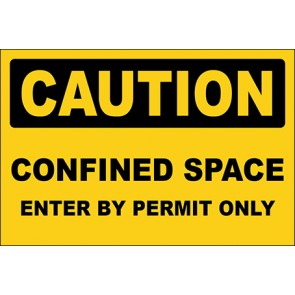 Hinweisschild Confined Space Enter By Permit Only · Caution | selbstklebend