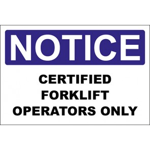 Magnetschild Certified Forklift Operators Only · Notice · OSHA Arbeitsschutz