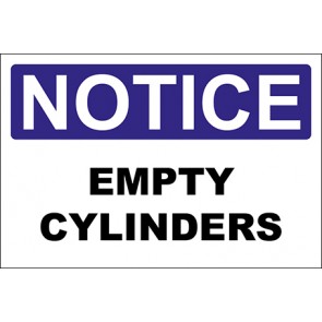 Hinweisschild Empty Cylinders · Notice | selbstklebend