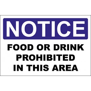 Aufkleber Food Or Drink Prohibited In This Area · Notice | stark haftend