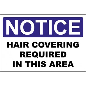 Hinweisschild Hair Covering Required In This Area · Notice | selbstklebend
