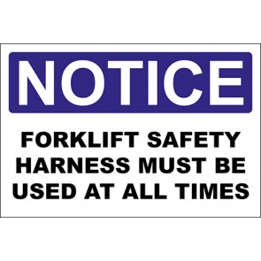Aufkleber Forklift Safety Harness Must Be Used At All Times · Notice · OSHA Arbeitsschutz