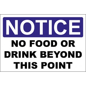 Magnetschild No Food Or Drink Beyond This Point · Notice · OSHA Arbeitsschutz