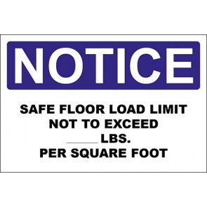 Hinweisschild Safe Floor Load Limit Not To Exceed · Notice · OSHA Arbeitsschutz