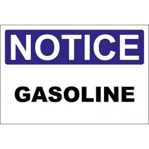 Hinweisschild Gasoline · Notice | selbstklebend