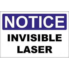 Hinweisschild Invisible Laser · Notice | selbstklebend