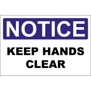 Hinweisschild Keep Hands Clear · Notice | selbstklebend