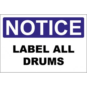 Magnetschild Label All Drums · Notice · OSHA Arbeitsschutz