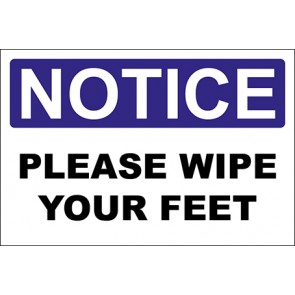 Hinweisschild Please Wipe Your Feet · Notice | selbstklebend