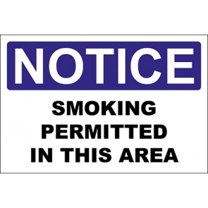 Hinweisschild Smoking Permitted In This Area · Notice | selbstklebend