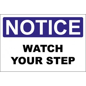 Hinweisschild Watch Your Step · Notice | selbstklebend