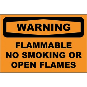 Hinweisschild Flammable No Smoking Or Open Flames · Warning