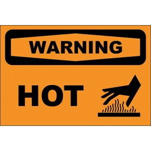Hinweisschild Hot With Picture · Warning | selbstklebend