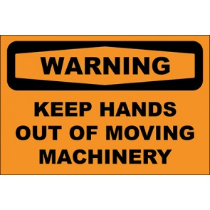 Hinweisschild Keep Hands Out Of Moving Machinery · Warning | selbstklebend