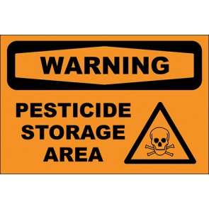 Hinweisschild Pesticide Storage Area · Warning