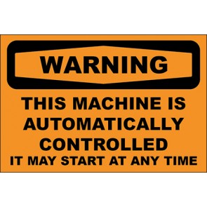 Aufkleber This Machine Is Automatically Controlled · Warning | stark haftend