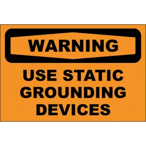 Aufkleber Use Static Grounding Devices · Warning | stark haftend
