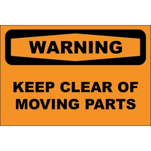 Hinweisschild Keep Clear Of Moving Parts · Warning | selbstklebend