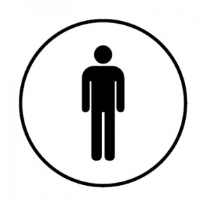 WC Toiletten Schild | Herren | rund · weiß · selbstklebend