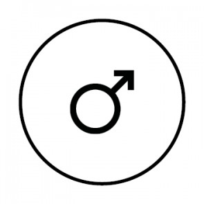 WC Toiletten Schild | Symbol Mann | weiß · rund · selbstklebend