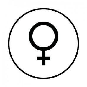 WC Toiletten Aufkleber Symbol Frau | weiß · rund | stark haftend