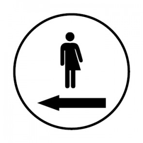WC Toiletten Aufkleber | Piktogramm Transgender Pfeil links | rund · weiß