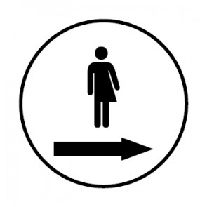 WC Toiletten Schild | Piktogramm Transgender Pfeil rechts | rund · weiß · selbstklebend