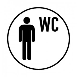 WC Toiletten Aufkleber | Herren WC | rund · weiß