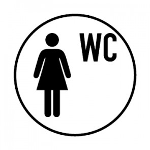 WC Toiletten Aufkleber | Damen WC | rund · weiß