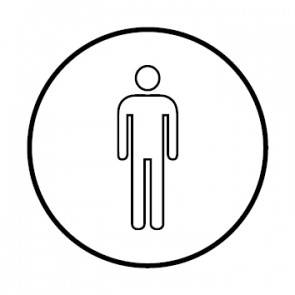 WC Toiletten Schild | Herren outline | rund · weiß · selbstklebend