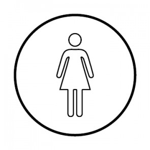 WC Toiletten Schild | Damen outline | rund · weiß · selbstklebend