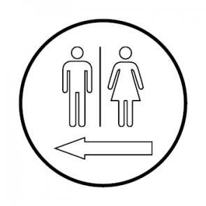 WC Toiletten Magnetschild | Herren · Damen outline Pfeil links | rund · weiß
