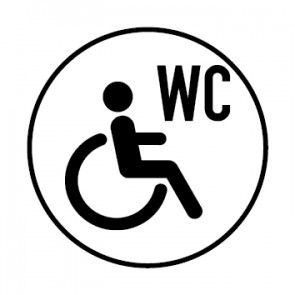 WC Toiletten Aufkleber Rollstuhl · Behinderten WC | rund · weiß | stark haftend