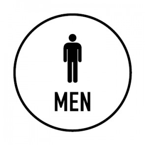 WC Toiletten Aufkleber | Piktogramm Men | rund · weiß