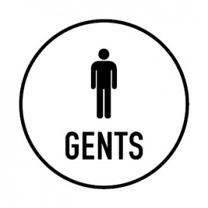 WC Toiletten Schild | Piktogramm Gents | rund · weiß · selbstklebend