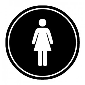 WC Toiletten Schild | Damen | schwarz · rund · selbstklebend