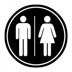 WC Toiletten Schild | Herren · Damen | schwarz · rund · selbstklebend
