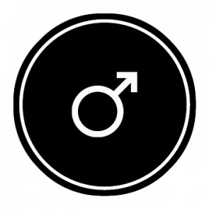 WC Toiletten Schild | Symbol Mann | schwarz · rund · selbstklebend